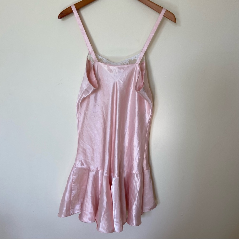Vintage Victoria’s Secret Gold Label Pink Lace Trim Satin Nightgown Sz L - Picture 5 of 9
